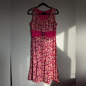 Perceptions New York Coral Geometric Print Dress Size M